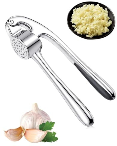FUGLUS Hochwertige Knoblauchpresse mit kraftvoller Hebelwirkung, spülmaschinenfest und robust für effizientes Pressen - Praktische Profi Garlic Press Crusher Handpresse aus Edelstahl