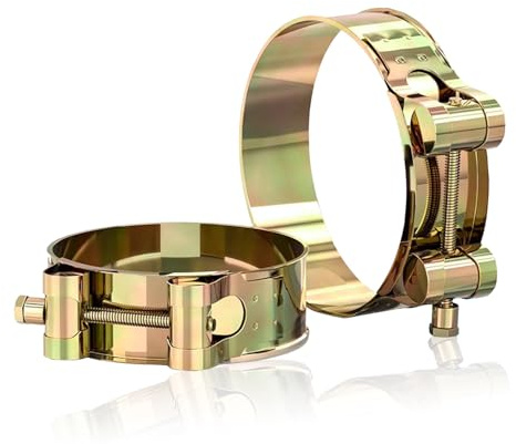 QZKJQDD 2 Pcs T Bolt Hose Clamps, Exhaust Clamp, Heavy Duty Tube Clamps, 64-67mm Clamping Range, Galvanized Stainless Steel, Sturdy T Pipe Adjustable Clips for Water Pipe, Automotive Tube