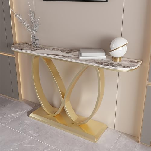 KUKIXKK Table Console, Meuble d'Entrée, Console Entree Couloir Design Moderne, Meuble d Entree Cadre en Métal, pour Entrée, Couloir, Salon(Brown Gold,100cm/39.3in)