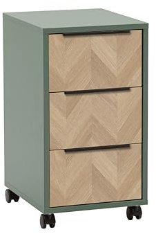 Schildmeyer Rollcontainer Piazza 160760, Pistazie/Fischgräten Dekor, 32,6 x 39 x 59,7 cm