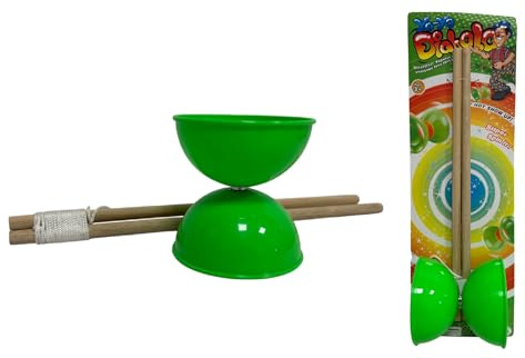 Generico Diabolo Spiel für Kinder Jugendliche und Erwachsene Spiel Diabolo Jonglierung mit Stäbchen aus Holz 30 cm Set Jonglieren Diabolo mit Stäbchen, verschiedene Farben zufällig