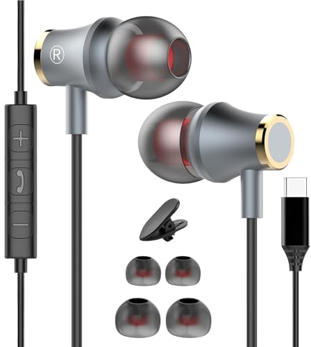 USB C In Ear Kopfhörer mit Kabel für Samsung Ohrhörer Kabel USB C Headset | Kopfhörer mit Kabel USB C für Samsung Galaxy S26 Ultra S25 S24 A57 A56 A55 A36 A17 5G,für iPhone 17 Pro Max 16 16e 16 Plus 15