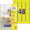 AVERY Zweckform L6041-20 Gelbe Etiketten (960 Aufkleber, 45,7x21,2mm auf A4, wieder rückstandsfrei ablösbar, selbstklebende Farbetiketten, Papier matt, bedruckbare, farbige Klebeetiketten) 20 Blatt