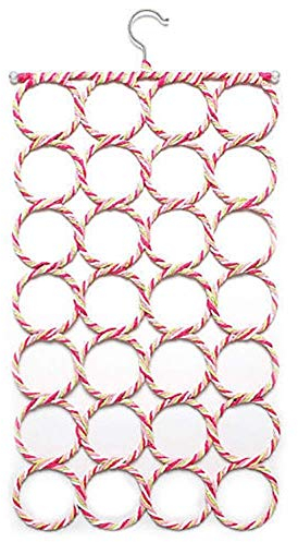 Scarf Hanger Wardrobe Organiser Storage Belt Ties Scarves 28 Rings Display Hole Hook Hang