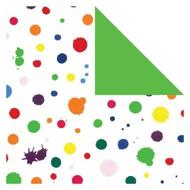 Geschenkpapier Rolle 50mx50cm weiß/bunte Punkte