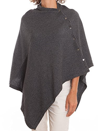 Dalle Piane Cashmere - Poncho mit Knöpfen aus Kaschmir-Gemisch - für Damen, Farbe: Anthrazit, Einheitsgröße