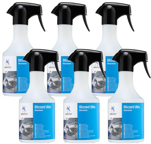 Normfest Blizzard Ultra – Blitzenteiser für Fahrzeugscheiben, Spiegel, Scheinwerfer und Türschlösser, streifenfrei, Lack- und gummiverträglich, wirksam bis –30 °C, 6X 500ml