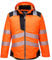 Portwest T400 Men's PW3 Lightweight Hi Vis Hooded Work Jacket Reflective Full Zip Safety Utility Quilt Lined Waterproof Workwear Orange/Black, 3X-Large
