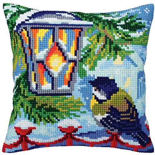 Collection d'Art Vor Weihnachten Kreuzstichkissen, Baumwolle, Mehrfarbig, 40x40cm