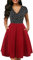 oxiuly Women's Vintage Dot V-Neck Cap Sleeve Casual Pockets Swing Tea Dress OX296 - Black - X-Large