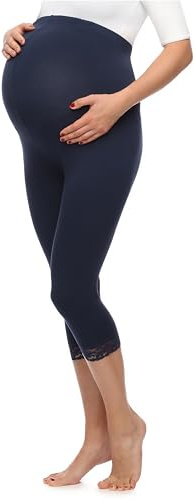 Be Mammy 3/4 Umstandsleggings aus Viskose BE20-161 (Marineblau, S)