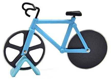 Aisoway Round Bike Pizza Cutter Wheel Pizza Slicer De Sharp Double Inoxydable Roues De Coupe en Acier avec Moto Présentoir (Bleu)