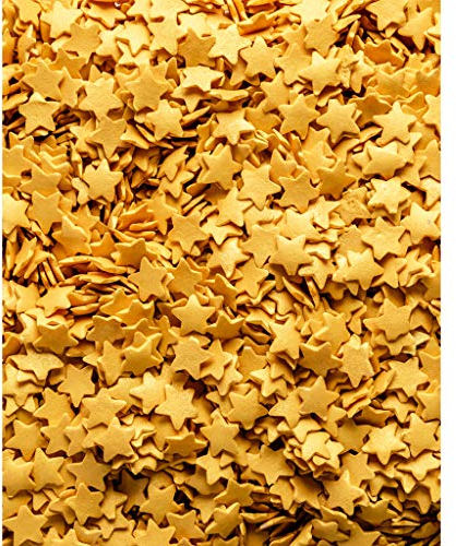 simply topps Glimmer/Matt Stars Sugar Sprinkles - Cake, Cupcake & Cookies Decorations (Glimmer Gold Jumbo, 25g)