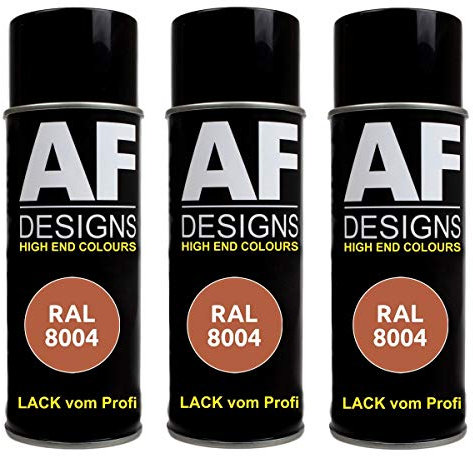 Alex Flittner Designs 3x RAL Lackspray Autolack Buntlack Spraydose RAL8004 KUPFERBRAUN seidenmatt