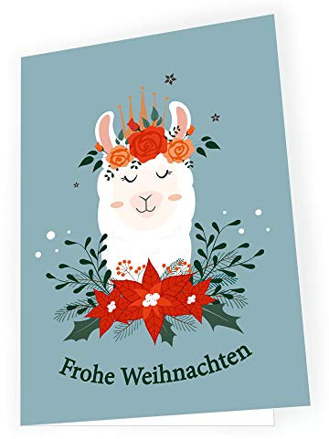 Seelenzauber Weihnachtskarte Weihnachtliches Lama mit passendem Umschlag 1x Karte 1x Umschlag
