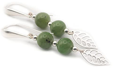Nephrit-Jade und 925er Silber Ohrringe
