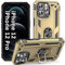 ADDIT iPhone 12/12 Pro Case - Military Grade Shock Absorption Bumper Cover with Anti-Scratch Protection, Ring Car Mount Kickstand - Gold