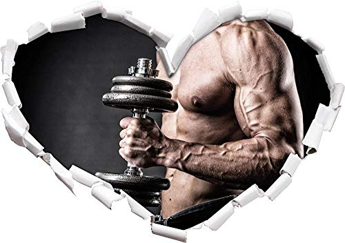 KAIASH 3D Wandsticker Bodybuilding wie Arnold Schwarzenegger Herzform im 3D Look Wand oder Türaufkleber Wandsticker Wandtattoo Wanddekoration 62x43cm