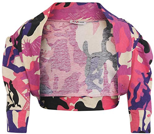 A2Z 4 Kids Kids Girls Ruched Sleeve Stylish Shrug Bolero Cropped Cardigans - Bolero Camo Baby Pink 7-8