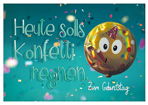 KE - Lustige 3D-Sticker Geburtstagskarte, DIN B6 Format, Inklusive Umschlag - Motiv: Konfetti
