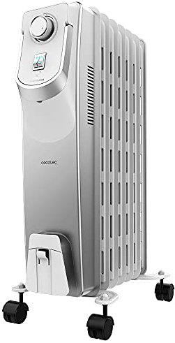 Cecotec Radiador Eléctrico de Aceite ReadyWarm 7000 Space 360. 7 Módulos, Bajo Consumo, 1500 W, 3 Niveles, Recogecables, Tecnología 360, Sistema de Seguridad, 18 m2