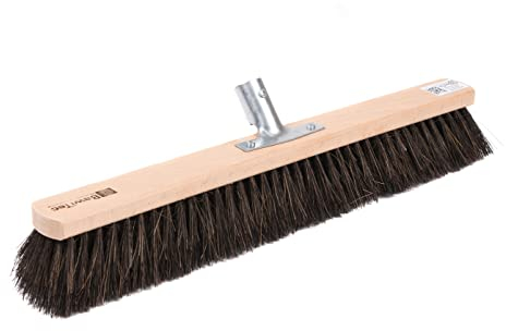 BawiTec Arengabesen, nassfest und ölbeständig, 60cm Breit/Lang, Arenga-Pflanzen-Naturfaser Borsten, mit Metall-Stielhalter, für draussen Außenbereich, Besen, Straßenbesen, Industriebesen (60cm)