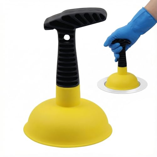 HEMOTON Mini Pömpel Saugglocke für Abfluss Waschbecken Toilette, Kleiner Pümpel Abflussreiniger mit T-Griff, Leistungsstarke Hand-Saugglocke gegen Ablaufstörungen in Küche Bad WC