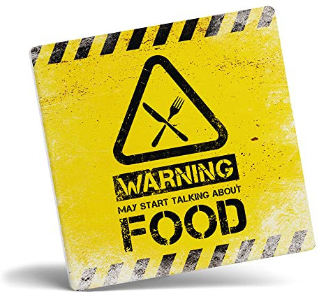 Mug Monster - Tazza da caffè in ceramica con scritta Warning May Start Talking About Food, regalo per uomini o donne, extra large e gigante, sottobicchiere