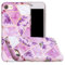 nancencen Handyhülle für iPhone 7 / iPhone 8 / SE 2020 Hülle, Premium TPU Ultra Dünn Silikon Transparent Softshell Schutzhülle, Stoßfest Bumper Glitzer Marmor Blume Case Cover (Lila Blume)