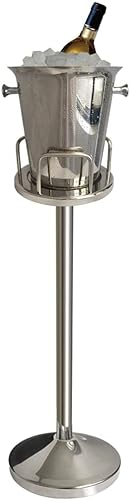 Ice Bucket with Stand 201 Stainless Steel Standing Ice Bucket Ice Cube Container, Wine Bucket on Stand Silver Champagne Ice Bucket for Wine Beer KTV Club Bar BBQ Party Wedding, 12ib 5L