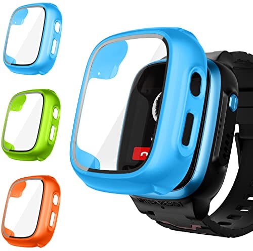 Upeak 3 Stück Schutzhülle für XPLORA X5 Play Kids Displayschutz, Hard PC Hülle Panzerglas Schutzfolie, Kratzfest Stoßfest Gehäuse Rundum Schutz Case Cover for X 5 Play Uhr, Blau/Grasgrün/Orange