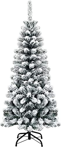 GYMAX Sapin de Noël avec 242/500 Aiguilles en PVC, Arbre de Noël Artificiel avec Support en Métal, Arbre Noël Artificiel Pliable (135cm)