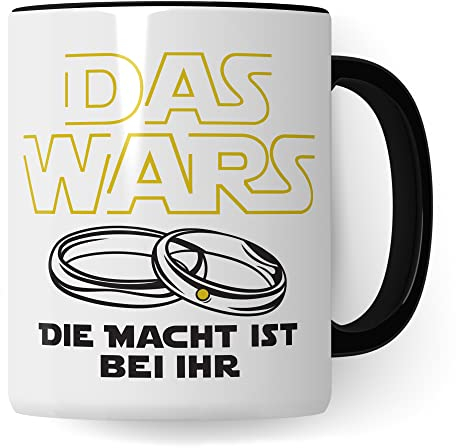 Tasse Ehemann lustig mit Spruch Geschenk Hochzeit Kaffeetasse Kaffee-Becher Hochzeits-Paar Geschenkidee Trauung Hochzeitsgeschenk Brautpaar Verlobungsgeschenk schwarzer Humor (Weiß/Schwarz)