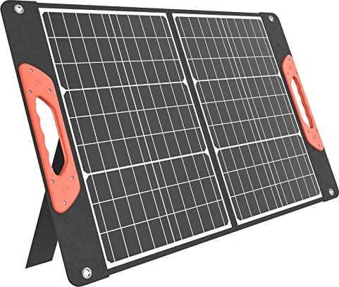 Rosaking 60W Chargeur Solaire, Outdoor USB C + A + DC Solaire Pliable pour Jardin, Balcon, Camping,pour Générateur Portable, Pêche,Smartphone, GoPro,Ordinateurs Portables