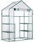 Outsunny Serre de Jardin avec étagère 4 Niveaux 142 x 73 x 195 cm Plastique Haute densité 140 g/m² Anti-UV avec Porte déroulante Transparent Vert