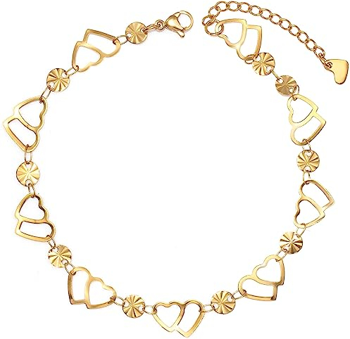 YeGieonr Bracelet Cheville Femme Or, Plaqué 18K Or Acier Inoxydable Réglables Bracelets de Cheville pour femme Accessoires d'été
