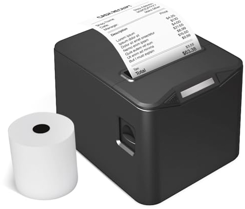 Bisofice Bondrukcer 80mm Bondrucker Belegdrucker 220 mm/s Quittungsdrucker USB+LAN, Unterstützt die Steuerung der Kassenschublade, ESC/POS, Kompatibel mit Win/Linux/MAC
