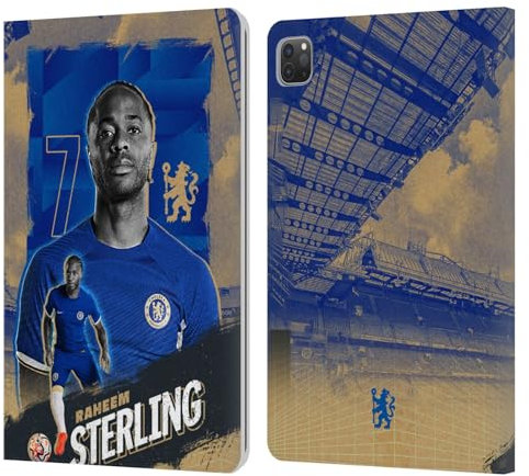 Head Case Designs Offizielle Chelsea Football Club Raheem Sterling 2023/24 Erstes Team Leder Brieftaschen Handyhülle Hülle Huelle kompatibel mit Apple iPad Pro 11 2020/2021 / 2022