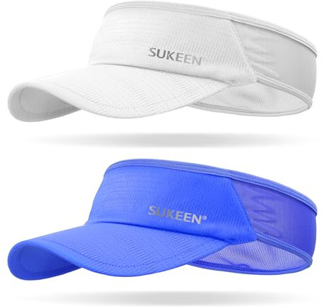 Sukeen Lightweight Sun Visor with Elastic Band - Protective Sports Cap for Women Men with Breathable Sweatband for Running Tennis Cycling Golf