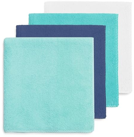 DIVINE GENIUS Blue Dolphin - Pack 4 bayetas de Microfibra reciclada Super absorbentes y Resistentes para Cocina Secado rápido Lavables sostenibles Trapos 38x36 cm