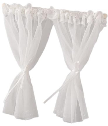 MagiDeal Mini Fenstervorhang 1/12, Puppenhaus Miniatur Vorhang, Puppenhaus Schlafzimmer Accessoire für DIY, Mikro Landschaft Diorama Dekor, groß