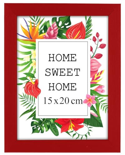 MG Design Rot Bilderrahmen 15 x 20 cm – Aus echtem Holz mit Acrylglas, zum Aufhängen & Aufstellen, für Fotos, Poster & Puzzle