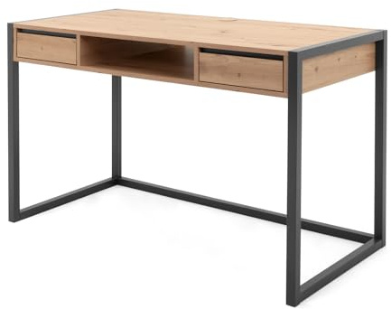 Furn.Design Schreibtisch in Eiche Artisan und grau, Laptop Computer Tisch, für Büro und Home Office im Industrial Look 120 x 60 cm Malta