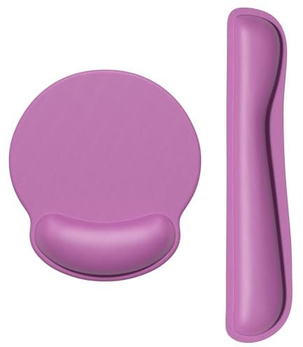 Dapesuom Keyboard Wrist Rest and Mouse Pad with Wrist Support, Cute Memory Foam Cushion for Keyboard and Mouse Set, Desktop Pad Rests with Non Slip Base for Easy Typing & Pain Relief, Radiant Orchid