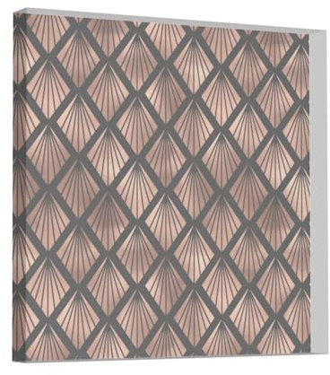 Rose Gold Art Deco Fans On Black, Square Acrylic Decorations Printing Acrylic Plaque Keepsake for Ladies Male Female