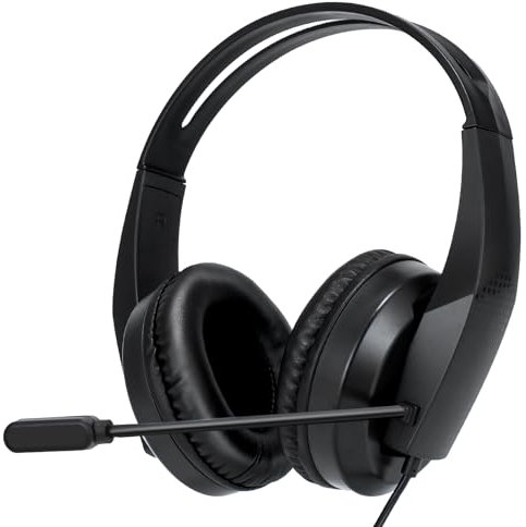 Grstltd Wired Headset with Mic for Laptop – Computer Headset for Kids Teens Adults with Noise Canceling Microphone & Volume Control – 3.5mm Stereo Headphones with Mute for Home Office Class