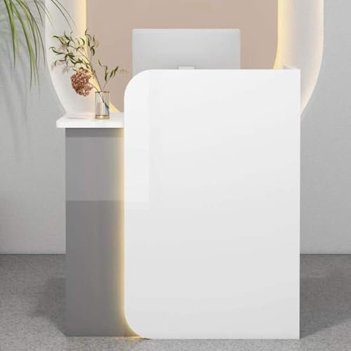 Rezeption,Tresen Bar Theke,Empfangstresen,Rezeptionstheke,Counter Computerschrank,Empfangstheke,Hausbar Theke,Nagelstudio Tisch,Tresen Bartheke,Verkaufstheke,Thekentisch,Büromöbel MDF(White Gray)