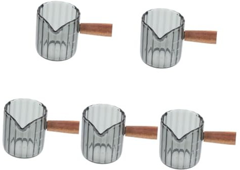 PRETYZOOM 5 Pièces petite tasse de lait tasses à café accesoire cuisine verre expresso Vaisselle en verre Tasses de café tasse à tasse à expresso transparente petit pichet en bois