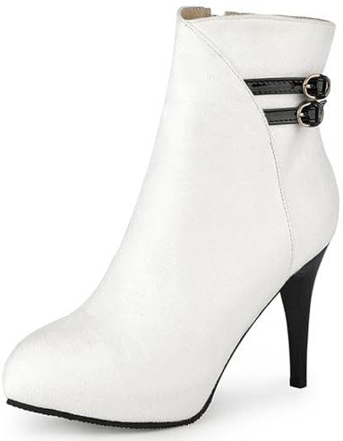 Asterisco Stivaletti da Donna con Tacco a Spillo con Plateau Tacco Alto Boot Appuntito Zip Stivali da Vestito, D67064Dl Bianco/Rl Numero 35 EU