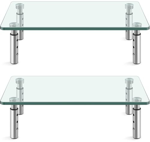 KKTONER Supporto per monitor in vetro con altezza regolabile per casa, ufficio, PC, laptop, schermo del computer, scrivania